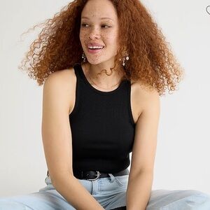 J CREW The New favorite tank top in vintage rib Black Ribbed Tank | XL